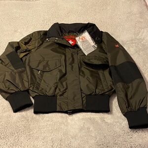 Green Bomber Jacket with Black Accents